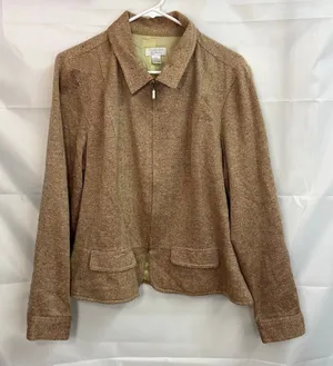 Christopher & Banks women's tweed knit‎ speckled zip collared faux pocket jacket thumbnail 1