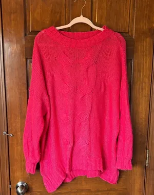 Aerie Cozy Pink Knit Sweater Size Large thumbnail 1