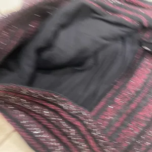 Anthropologie Akemi + Kin Burgundy Black Metallic Striped Sweater size Small thumbnail 9