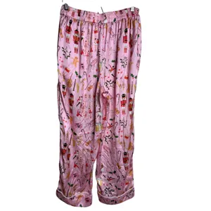 karen Mabon Pink Nutcracker Ballet Christmas Satin Pajama Pants size L thumbnail 2