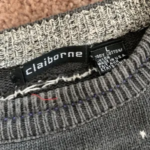 Liz Claiborne Vintage Oversized Cotton Sweater (Sz L) Gray Geo Diamond Grandpa thumbnail 3