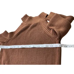 Abercrombie & Fitch Brown Cold Shoulder Mock Neck Ribbed Sweater Dress Small thumbnail 4