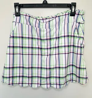 Lillie Green Scalloped Hem Plaid Skort Size S thumbnail 1