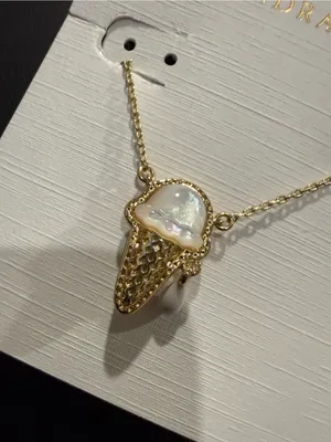 Kendra Scott | Gold Plated Vanilla Pearl Ice Cream Cone Pendant Necklace thumbnail 2