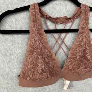 Victorias Secret Brown Lace Strappy Sexy Racerback M Bralette Bra Top Tank thumbnail 3