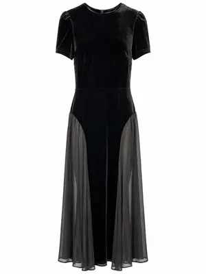 NOTUS Evening Gown Womens M Black Velvet Sheer Maxi Dress Formal Holiday NWT thumbnail 2