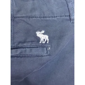 Y2K A&F Low Rise Cuffed Fishermen Shorts Blue Chino White Moose Indie Prep Sz 8 thumbnail 2