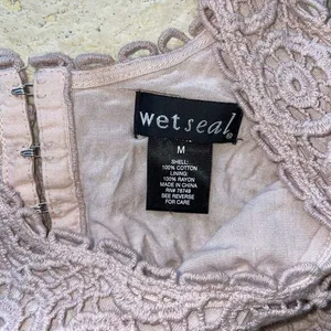 Wet Seal Lined Lace Crop‎ Tank Top Size M Boho Pink thumbnail 2