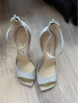 Jimmy Choo Reon 100 silver glitter heels thumbnail 2