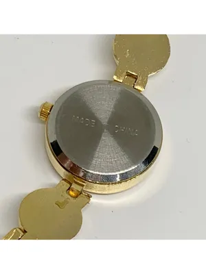 Vintage women’s watch faux pearls gold tone links 21mm quartz 7” running thumbnail 6