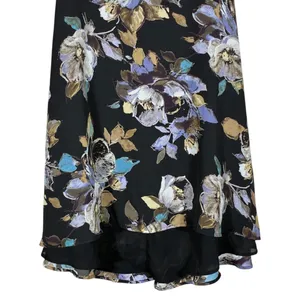 Studio Liz Claiborne Floral High-Low Midi Skirt Black Purple Garden Party Sz 12 thumbnail 3