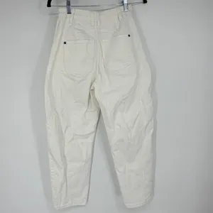 White High Waisted Barrel‎ Leg Tapered Jeans XS thumbnail 2