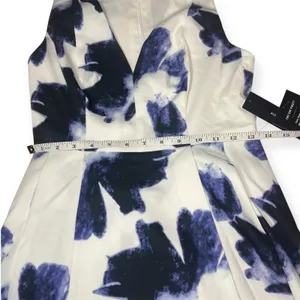 NWT Lulus White‎ Blue Floral Fit & Flare Deep V Mini Dress Resortwear Size Small thumbnail 10