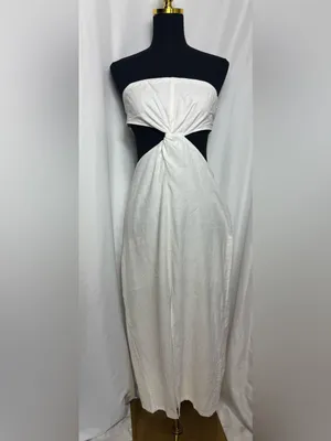 Strapless White Twist-Front party fit wedding Cutout Midi Dress vacation Large thumbnail 6
