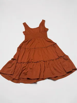 Dokotoo Rust Sleeveless Button Front Smocked Waist‎ Tiered Mini Dress Size XS thumbnail 5