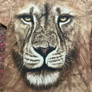 2011 Retro The Mountain Lion Face Brown Tie Dye Tee thumbnail 3