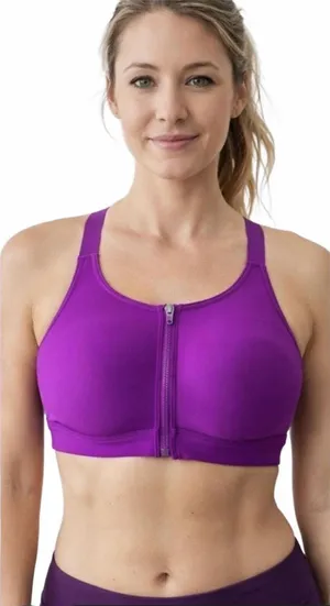 Under Armour Continuum High Zip Sports Bra Purple Plus Size 1X thumbnail 1