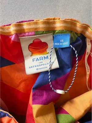 NWOT Farm Rio x Anthropologie Strapless Cropped Blouse Multicolor Women’s XS thumbnail 6