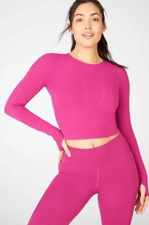 Fabletics Corey SculptKnit® Long-Sleeve Top in Very Berry Size Small thumbnail 1