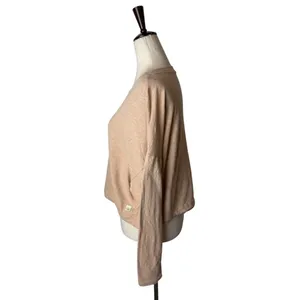 Vuori Long Sleeve Top Womens Medium‎ Tan Pink Relaxed Fit Slub Knit Tee Athletic thumbnail 5