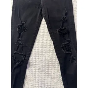 Abercrombie Fitch Jeans Womens 26 Simone High Rise Ankle Black Denim Distressed thumbnail 2