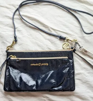 Vintage Coach Poppy Patent Leather Crossbody Blue/Black thumbnail 1