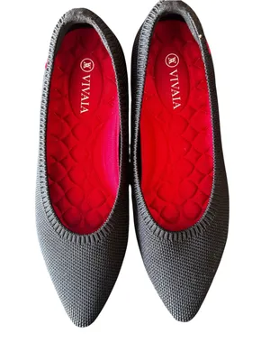 VIVAIA - Black Pointed Toe Knit Ballet Flats Red Sole Sz 35.5/5.5 thumbnail 3