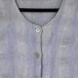FLAX 100% Linen S top button-down linen jacket relaxed Lagenlook lightweight thumbnail 5