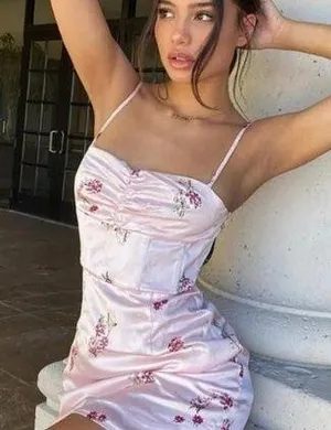 NWT princess Polly Mio pink floral satin feel dress us 4 thumbnail 1