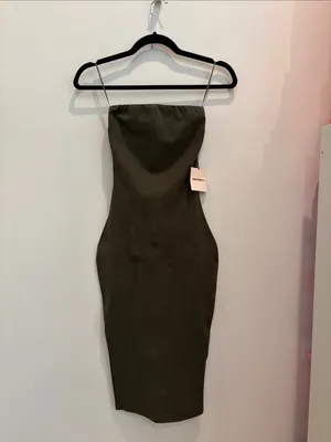 Revolve Strapless Dress Olive Green Bodycon NWT Size XXS thumbnail 2