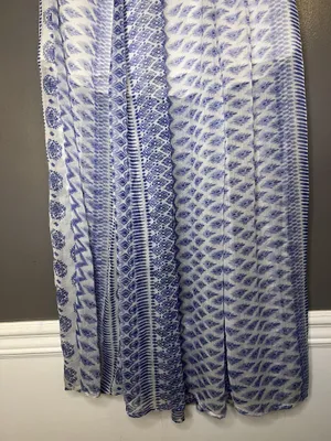 Hollister Skirt Womens Large Blue White Geometric Pleated Maxi Lined Boho thumbnail 3