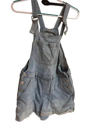 So Light Blue Denim Overalls Shorts Adjustable Straps Women's L Comfortable & Ca thumbnail 1
