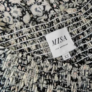 MISA Los Angeles Floral Smocked Midi Dress Black Gray Pink‎ Off Shoulder X-Small thumbnail 11