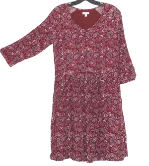 Garnet Hill Womens Dress Boho Fairy Paisley Pockets 3/4 Sleeve V Neck Red 4 GK thumbnail 1