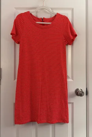 Merona Orange White Stripe Short Sleeve T-shirt Shift Dress Small thumbnail 1