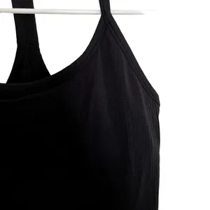 Activewear athleisure black racerback tank top built in bra comfortable classic thumbnail 2