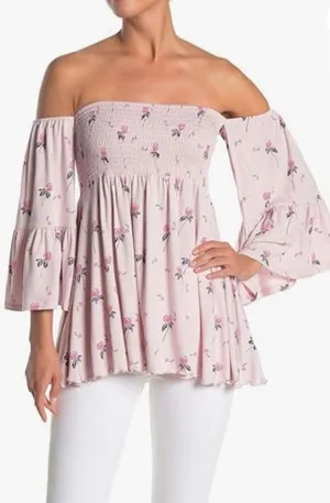 Free People ✨ Lana Floral Smocked Blouse thumbnail 1