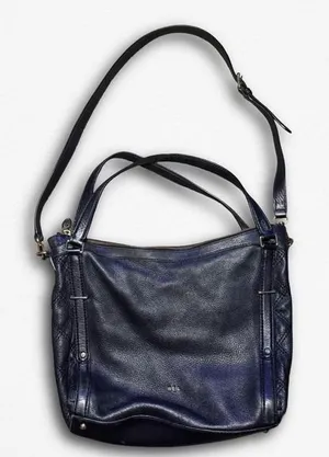 Lauren Ralph Lauren Black Pebbled Leather Hobo Bag Y2K Crossbody Shoulder Bag‎ thumbnail 1