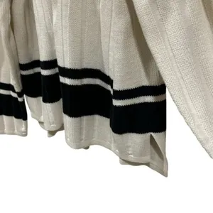 Y2K Dana B. and Karen Black White Stripe Knit Zipup Jacket‎ Old Money Academia M thumbnail 4
