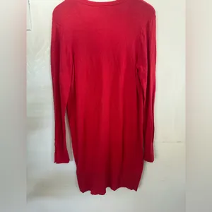 DG2 by Diane Gilman Red Long V-Neck Cardigan with Crest Patch thumbnail 3