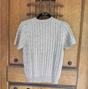 Ralph Lauren Light Gray Cable-Knit Crewneck Sweater Size S thumbnail 5