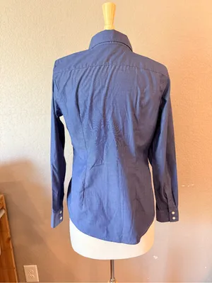 NWT Banana Republic Tailored Fit Shirt 6 Petite Blue Stripe Button Down thumbnail 3
