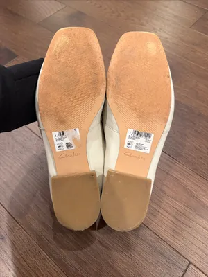 Clarks Women's Pure Block Loafer Flats Cream Leather Size 9 - C63-006 thumbnail 4