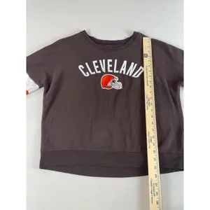NFL Team Apparel Cropped Crewneck Fleece Sweatshirt M Charcoal Gray Cotton thumbnail 4