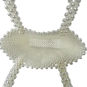 Faux Pearl‎ Beaded Tote Bag S Cream Satin Pouch Handle Bridal Wedding thumbnail 8