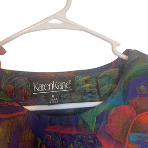 Karen Kane Vintage 90 Women Medium Dark Purple Tropical‎ Floral Blouse thumbnail 4