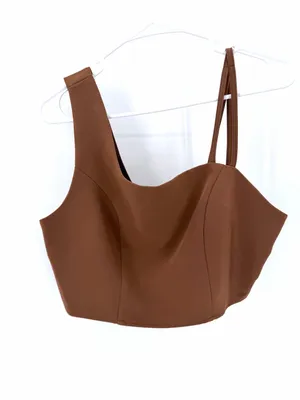 Anthropologie Extro&Vert NWT brown classic night out cropped tank top thumbnail 2