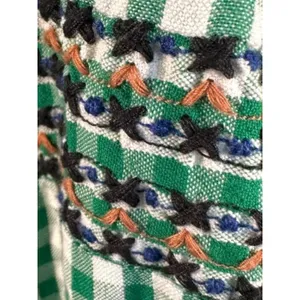 Free People Bohemian Embroidered Gingham Seersucker Cass Maxi Dress Green Small thumbnail 13