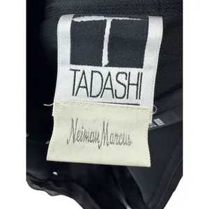Tadashi Shoji Black Silk Halter Pleated Cocktail Dress Chiffon Gala LBD‎ Old Money 4 thumbnail 5