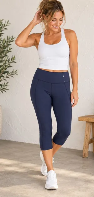 Calia Carrie Underwood Navy Blue Crop Capri Athletic Surplice Back Hem Leggings thumbnail 1